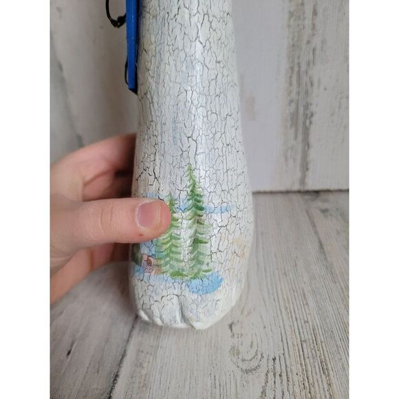 Tall skinny snowman vintage rustic happy present Xmas figure - Picture 6 of 12